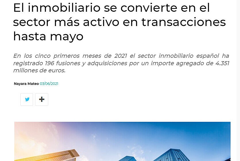 El inmobiliario se convierte en el sector ms activo en transacciones hasta mayo